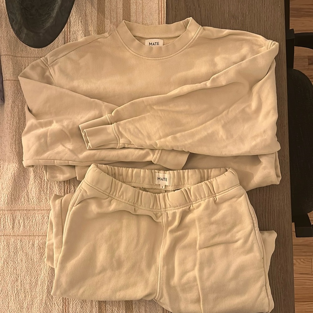 Mate the label sweatsuit bone top (XS/S) bottoms (S)